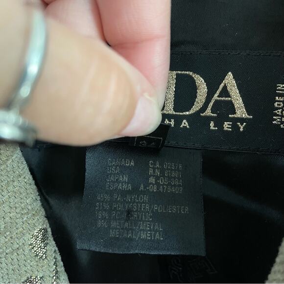 Escada | By Margaretha Ley Blazer Gold Shimmer Tan Beige Button Front Jacket 34 - Picture 2 of 14